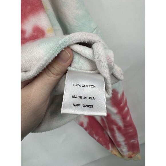 Lovers & Friends Tie Dye Cropped Hoodie Sweatshirt Women Medium Colorful Hippie - Picture 6 of 9